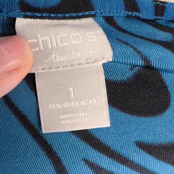 Chico's size 1 translates to a size small black & blue sleeveless tunic #2998 - Picture 5 of 6